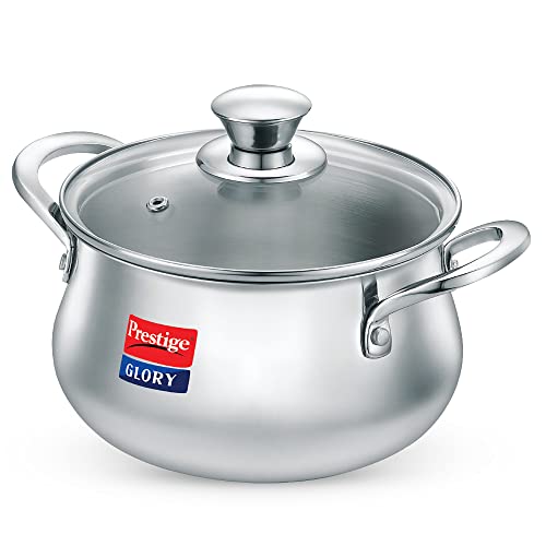 Prestige Glory Stainless Steel Cookware Handi 22 Cm / 5.0 L with Glass Lid