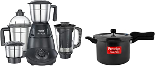 Prestige IRIS Plus 750 watt mixer grinder & Prestige Svachh 5 Litre Aluminium Pressure Cooker with Hard Anodized Body (Black)