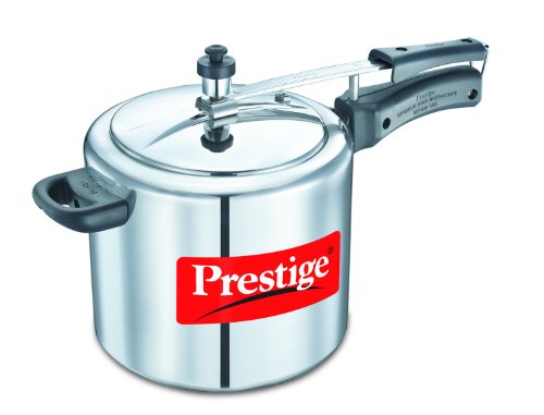 Prestige Nakshatra Plus Flat Induction Base Aluminium Inner Lid Pressure Cooker, 5 Litres, Silver, 5 Liter