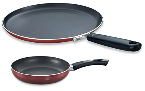 Prestige Omega Deluxe Twin Pack Omni TAWA -280mm & Fry PAN -200mm (Shrink WRAP) - (Aluminium, Multicolor)