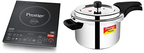Prestige PIC 6.1 V3 2200-Watt Induction Cooktop (Black) & Prestige Svachh Deluxe Alpha 4 Litre Stainless Steel Outer Lid Pressure Cooker