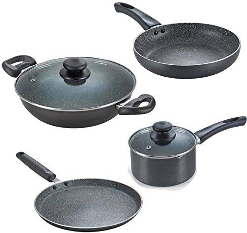 Prestige induction Aluminum Kitchen Set, Black, 4 Piece