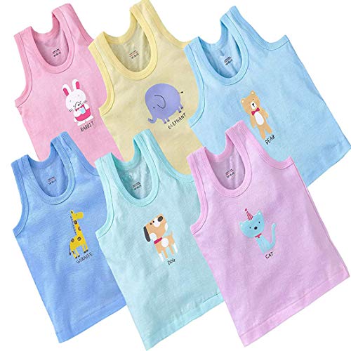 REVOLTEK Printed Vest baniyan Cotton Inner wear for Baby Summer wear Sleeveless Undershirts for Kids Sando ganji Tank-Tops Toddler Girls/Boys Pack of 5