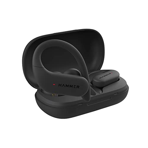 (Refurbished) Hammer KO 2.0 Sports True Wireless Earbuds with Type-C, Upto 20 Hours Playback Time, Bluetooth Earphones v5.0, IPX4, Instant Pairing, Touch Control, Immersive Sound Quality, Powerful Bass (Black)