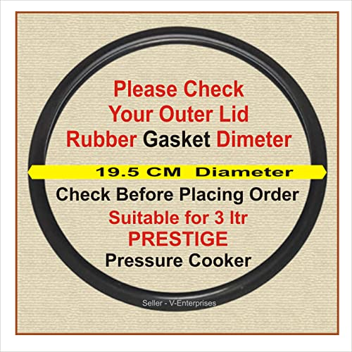 Rubber Gasket for Outer Lid Prestige Pressure Cooker Suitable for 3 Liters - Diameter 19.5 CM (Pack of 1)