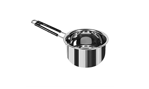 SKARS Stainless Steel Plain Milk Pan | Sauce Pan | Tea Pan | Flat Base Tapeli | Patila Sauce Pot Milk Boiler Cookware Set with Handle (1 Litre)