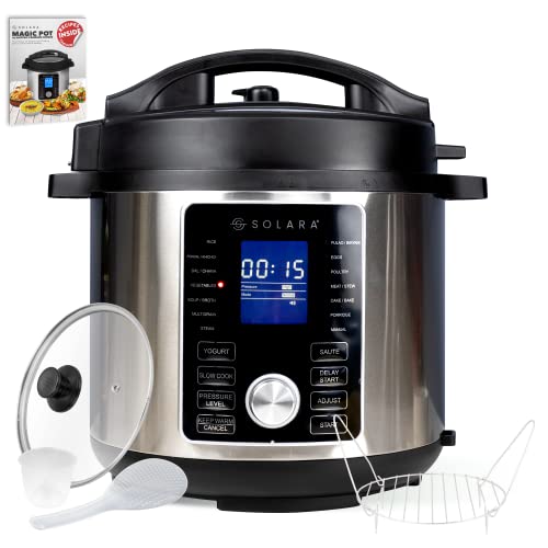 SOLARA Magic Pot, Insta Pot Electric Pressure Cooker | 6 Litres | 7-in-1 Functions | One Touch Cooking | 17 Preset Options | 1000 Watts | Rice Cooker, Slow Cooker, Steamer, Saute, Yogurt Maker