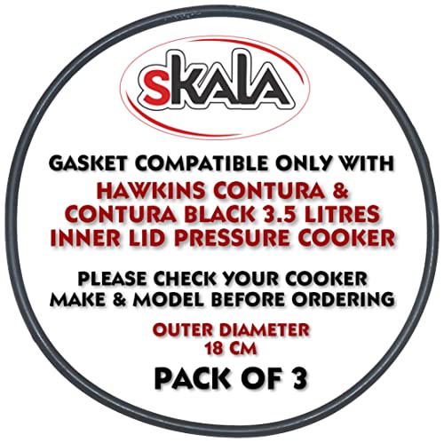 Skala Nitrile Rubber Gasket Compatible with Hawkins CONTURA & CONTURA Black 3.5 litres Inner LID Pressure Cooker(Pack of 3)
