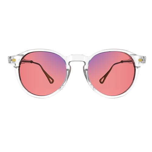 Sleepaxa Mosaic Golden Glass FL41 Tinted Blue Block Migraine Glasses for Migraine, Light Sensitivity, and Photophobia Relief