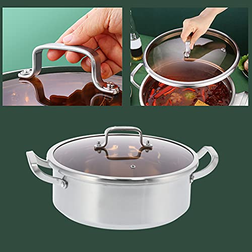 Soup Pot, Stainless Steel Cooking Pot Energy‑Saving with Hot Pot for Induction Cooker Electric Ceramic Stove, Gas Stove