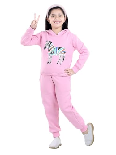 Sweatshirt or Hoodie with Pyjama Set for Girls, Boys, Kids. Embroidery Print, Baby Pink (8-9 Years)