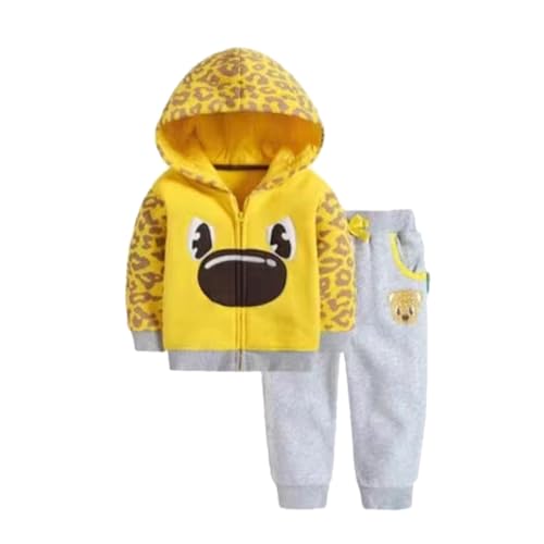 TOTOMO Baby Boy's Girl's Unisex Warm Fleece Wool Winter Wear Yellow Clothes Track Suit Full Sleeve Cartoon Printed Hoodie Sweatshirts Pajami Sets Woolen New Born - 12-18 Months