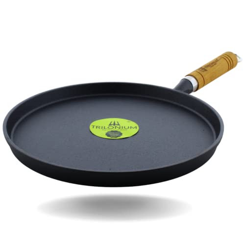 TRILONIUM Unicorn Wht10 Pre-Seasoned Cast Iron Tawa 26 Cms, Weighs 1.5 Kgs, Black