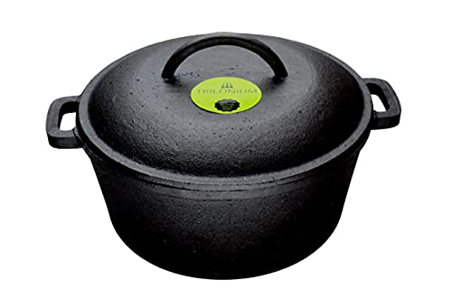 Trilonium Pre-Seasoned Cast Iron Dutch Oven | Biryani Pot 26cms | 5 Litres | Weighs 5.6 Kgs