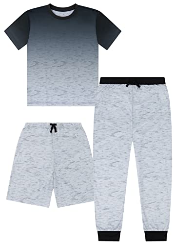 US Angels Boys Pajamas 3 Piece Set, boys summer pajamas, big kid pjs, size 8-16, Grey, 8