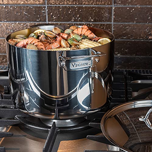Viking Culinary Surgical Grade Stainless Steel Stock Pot With Lid, 12-Quart (Silver)