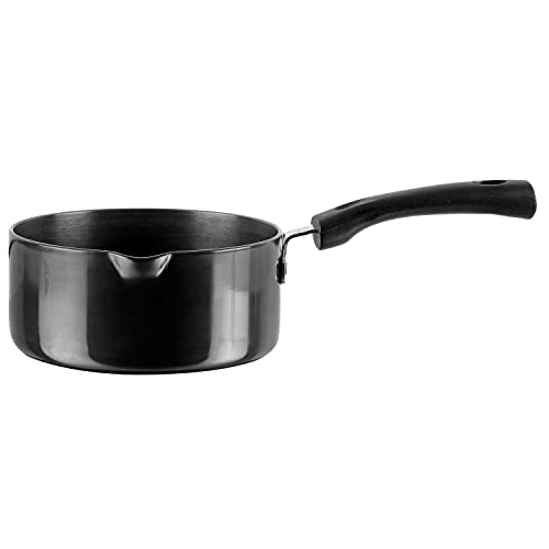Vinod Black Pearl Hard Anodised Saucepan 2.3 Litres Capacity (18 cm Diameter) with Riveted Sturdy Handle - 3.25 mm thickness, Black (Gas stove compatible)
