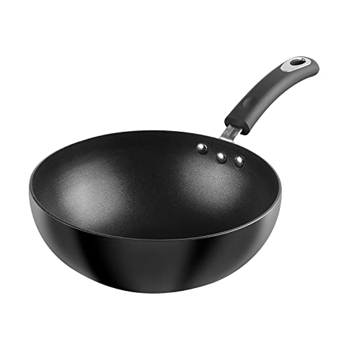 Vinod Hanos Non-Stick Wok 26 cm Diameter- 3.25 mm Thickness/Hard Anodised Wok Pan with Bakelite Riveted Handle/Induction and Gas Stove Friendly - 24 Months Warranty