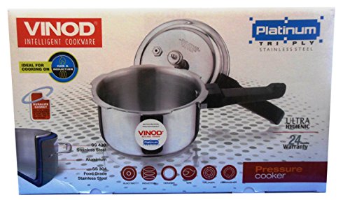 Vinod India 1St Stainless Steel Triply Cooker (Silver, 3 L, Outer Lid), 3 Liter