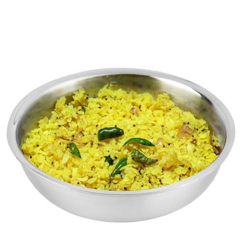 Vinod Platinum Triply Stainless Steel Tasla - 1.8 Litre (22 cm) | 2.5 mm Thick | Steel Tasra Kadai/Kadhai | 5 Year Warranty | Induction & Gas Friendly, Heavy Bottom - Silver