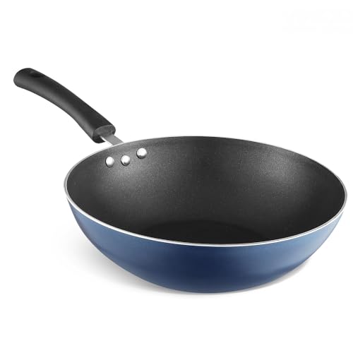 Vinod Zest Non-Stick Wok 3 Ltr,26 cm Wok Pan with Riveted Handle,PFOA Free,Virgin Grade Aluminium (only Gas Stove Compatible) Blue 12 months warranty.