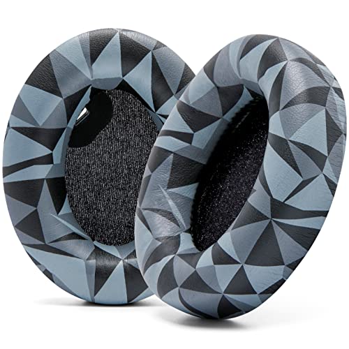 WC Wicked Cushions Replacement Ear Pads for Sony WH1000XM4 Over-Ear Headphones - Soft PU Leather Cushions, Luxurious Noise Isolating Memory Foam, Added Thickness (Geo Grey)