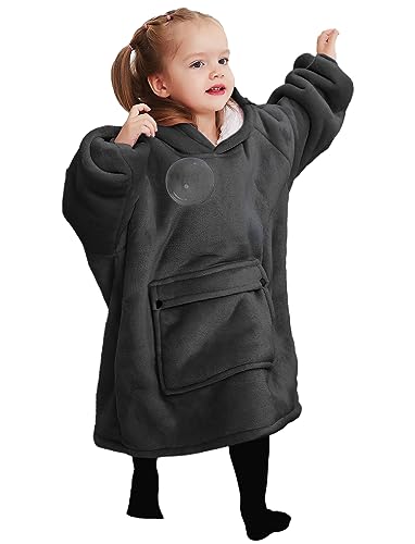 Wearable Blanket Hoodie for Kids Toddlers 2-6YR Sherpa Blanket Sweatshirt with Pocket Little Girls Boys