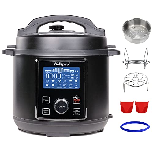 Wellspire 6 Litres Instant Pot - #304 Stainless Steel - Pressure Cook, Sauté, Steam, Delay Start and more - India's first 4" LCD display Electric Pressure Cooker