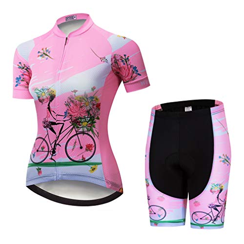 Womens Cycling Jersey Sets Sports Breathable Padded Cycling Clothing Cycling Wear Summer