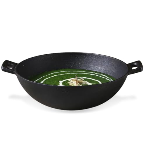 Wonderchef Forza Pre-Seasoned Cast-Iron Kadhai with Lifetime Exchange Warranty |Kadai/Kadhai for Cooking and deep Frying | Multipurpose Loha Kadai |Naturally Non-Stick| 3.35L, 3.8mm