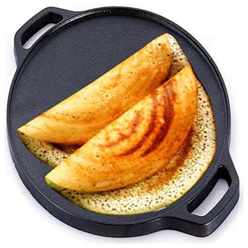 XL Kitchen Pre-Seasoned Cast Iron Dosa/Roti/Chapati Tawa, 12 Inch (Black)