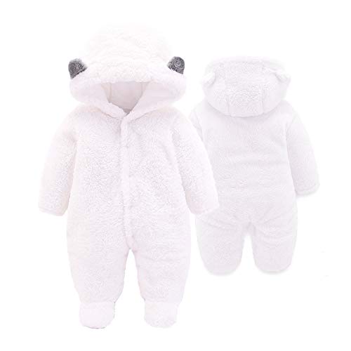 XMWEALTHY Baby Cloth Winter Coats Unisex Newborn Cute Jumpsuit Romper Coats Outfits White S