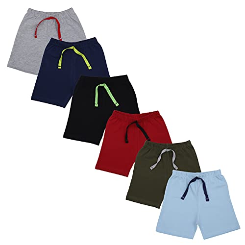 YUV Infant Boys & Girls Multi-Color Pack of 6 100% Soft Cotton Solid Shorts for 0 to 36 Months