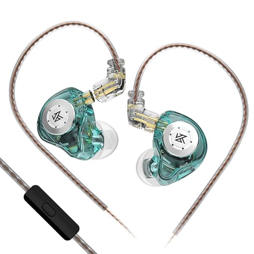 Yinyoo KZ EDX PRO Wired in Ear Earphones, Headphones Wired with Mic 1DD, HiFi Deep Bass Sound Ear Buds with 1DD New 10mm Dynamic Driver in Ear Headset with Detachable Cable (Cyan with Mic)