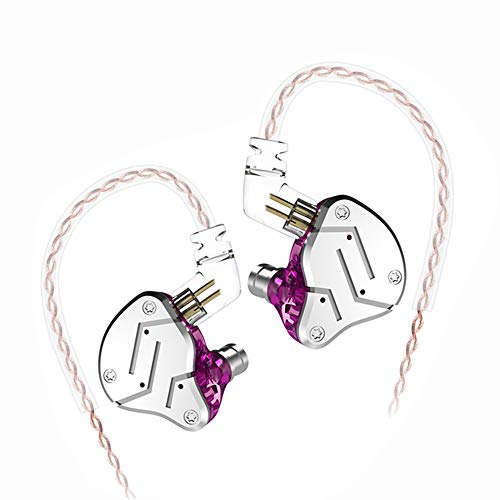 Yinyoo KZ ZSN in-Ear Earphones Balanced Armature Driver Hybrid Technology Earphones Headset Comfortable Over Ear Noise Cancelling Headphones for Cell Phone Android Women Men Girl(Purple no mic)