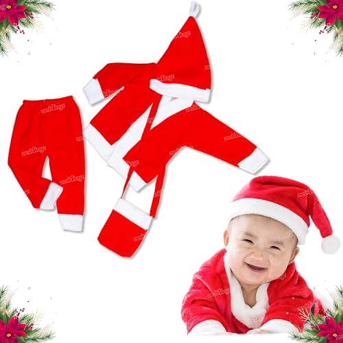 Zest 4 Toyz Santa Claus Dress Christmas Santa Costume Dress for Children with Jacket Pant Cap ,Pouch for Christmas Party