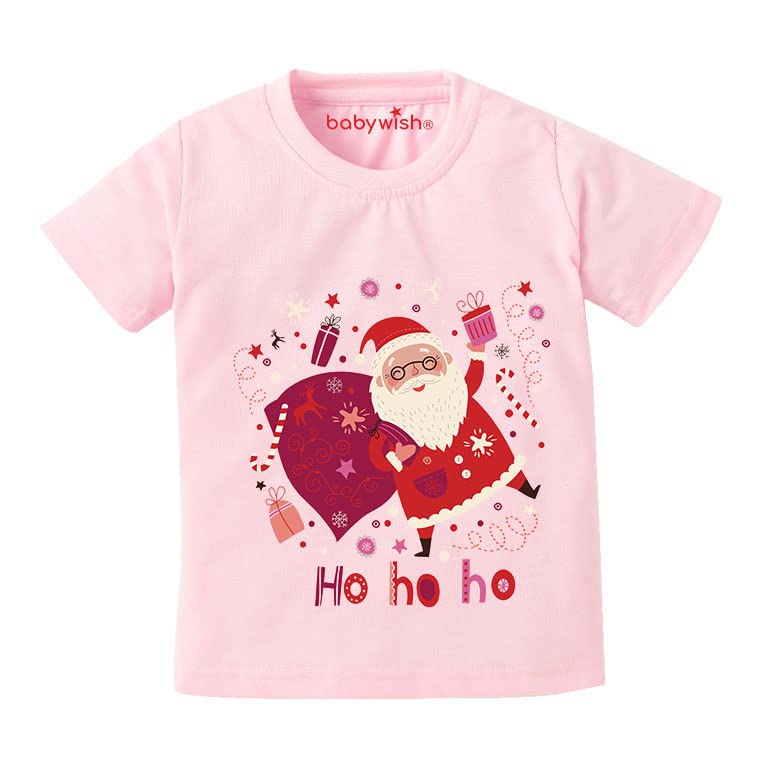 baby wish Christmas Festivals T-Shirt for Boy’s and Girl’s T-Shirt Toddler Boys Christmas T-Shirts Short Sleeve Top Santa On Merry Christmas with Gifts