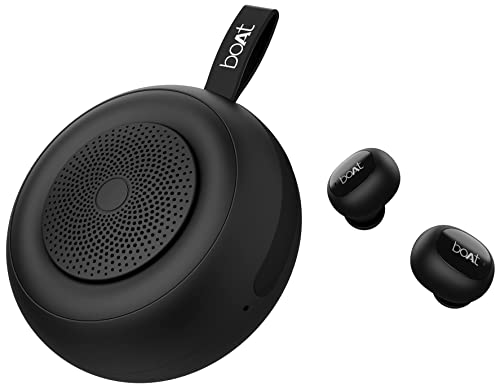 boAt Airdopes 121v2 in-Ear True Wireless Earbuds with Upto 14 Hours Playback & Stone 135 Portable Wireless Speaker with 5W RMS Immersive Sound, IPX4 Water Resistance, True Wireless Feature