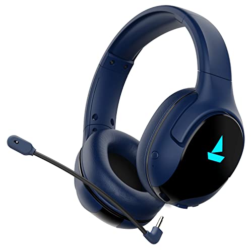 boAt Immortal IM 1300 Wireless Gaming Over Ear Headphones with 2.4GHz Ultra Low Latency Mode(Upto 35ms), Bluetooth Mode, 3D Spatial Audio, BT v5.1, Dual Mics, Dongle Slot(Phantom Blue)