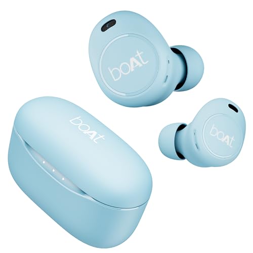 boAt Newly Launched Airdopes 121 V2 Plus TWS Earbuds with 50 HRS Playtime,Quad Mics w/ENx™ Tech,ASAP™ Charging, Beast™ Mode(50ms Low Latency),BTv5.3 & IPX4(Marine Blue)