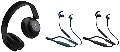 boAt Rockerz 450 Bluetooth On Ear Headphones with Mic, Upto 15 Hours Playback(Luscious Black) & Rockerz 255 Pro+ in-Ear Bluetooth Neckband & Rockerz 255 Pro+ in-Ear Bluetooth Neckband