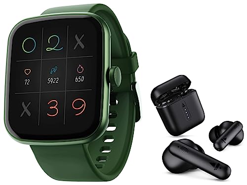 boAt Wave Style with 1.69" Square HD Display, HR & SpO2 Monitoring, 7 Days Battery Life & Airdopes 141 Bluetooth Truly Wireless in Ear Headphones with mic, 42H Playtime