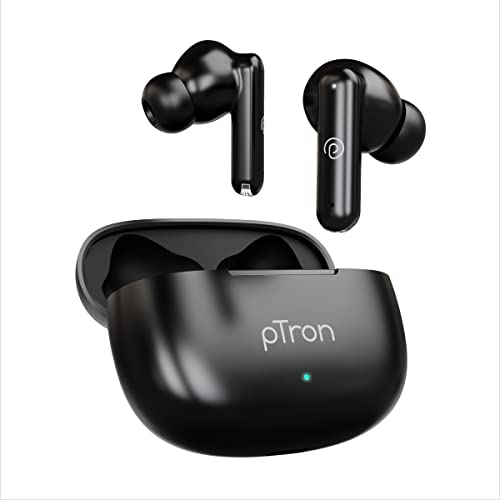 pTron Bassbuds Air in-Ear TWS Earbuds with 13mm Driver for Immersive Sound, 32Hrs Playtime, Clear Calls, Bluetooth V5.1, Touch Control, TypeC Fast Charging, Voice Assist & IPX4 Water Resistant