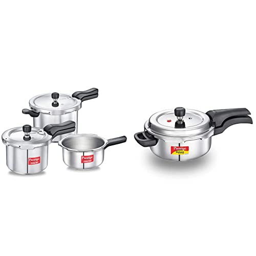 Prestige Svachh Aluminium 2+3+5 Litre Combo cooker with Induction Base + Prestige Svachh Deluxe Alpha 3.0 Litre Stainless Steel Pressure Cooker