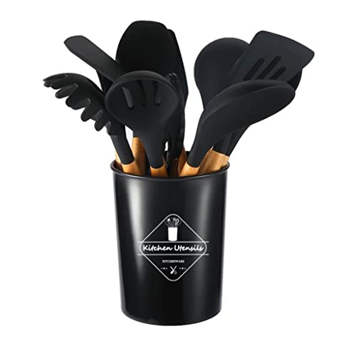 KGEZW Silicone Kitchenware Cooking Utensils Set Non-stick Cookware Turner Whisk Beaters Kitchen Cooking Tool Set (Color : A)
