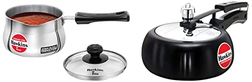 Hawkins TPan Capacity 1.5 Litre, Thickness 4.7 mm, Silver & Contura Hard Anodised Aluminium Pressure Cooker, 2 Liters , Black & Pressure Cooker, 5 Litre, Black (CXT50)