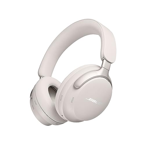 Bose New QuietComfort Ultra Wireless Noise Cancelling Headphones with Spatial Audio, Over-The-Ear Headphones with Mic, Up to 24 Hours of Battery Life, White Smoke