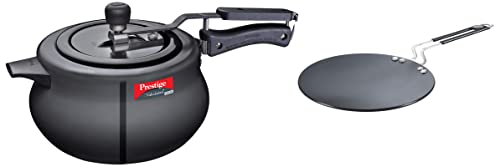 Prestige Svachh Nakshatra Plus Hard Anodised Aluminium Inner Lid 5 Litre Pressure Handi & Prestige Hard Anodised Aluminium Plus Cookware Induction Base Roti Tawa, 22.5cm