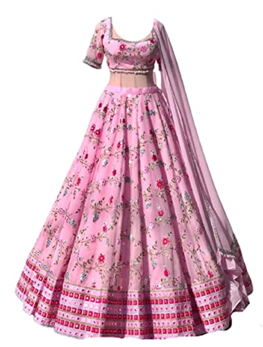 infamiss Lehenga Choli For Women & Girls Readymade Fox Heavy Georgette (Canvas Patta) Fabric With 5mm & 9mm Sequence Embroidery Work With Single & Multi Needle (Gold-A42, Free Size)