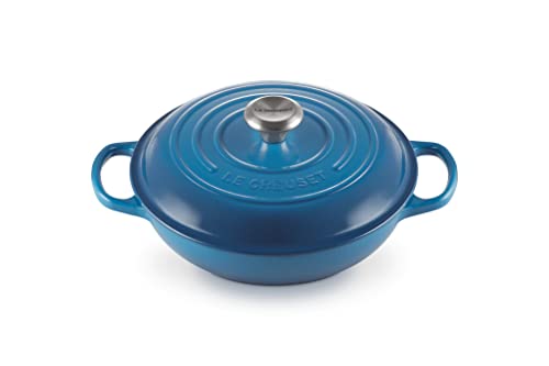Le Creuset Signature Cast Iron Shallow Casserole, 26 cm - Marseille Blue